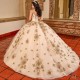 Sleeveless Champagne Quinceanera Dress Sweet 15 Gowns Lace Appliques Wear Pageant Sweetheart Neck 2024 Ball Gown Princess Dresses