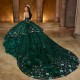 Ruffled Emerald Green Quince Dress Off Shoulder Instagram Gowns Wear Pageant Sweetheart Neck Vestidos De 15 Anos