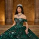 Ruffled Emerald Green Quince Dress Off Shoulder Instagram Gowns Wear Pageant Sweetheart Neck Vestidos De 15 Anos