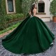 Sleeveless Emerald Green Quinceanera Dress Sweet 15 Gowns Crystal Wear Pageant V Neck 2024 Ball Gown Princess Dresses