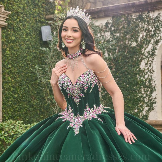 Sleeveless Emerald Green Quinceanera Dress Sweet 15 Gowns Crystal Wear Pageant V Neck 2024 Ball Gown Princess Dresses