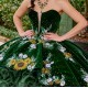 Sleeveless Emerald Green Ruffled Quinceanera Dress Sweet 15 Gowns Embroidered Wear Pageant V Neck 2024 Ball Gown Princess Dresses