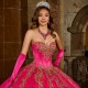 Ruffled Hot Pink Quince Dress Instagram Gowns Lace Appliques Wear Pageant Sweetheart Neck Vestidos De 15 Anos