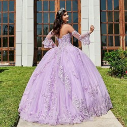 Lilac Quince Dress Detachable Vestidos De 15 Anos Lace Appliques Instagram Gowns Sweetheart Neck Birthday Party Gown