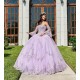 Lilac Quince Dress Detachable Vestidos De 15 Anos Lace Appliques Instagram Gowns Sweetheart Neck Birthday Party Gown