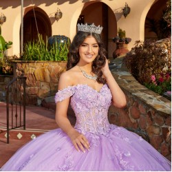 Sweetheart Neck Lilac Quince Dress Lace Appliques Wear Pageant Vestidos De 15 Anos Off Shoulder Instagram Gowns With 3D Flowers