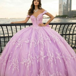 V Neck Lilac Quince Dress Off Shoulder Instagram Gowns Lace Appliques Wear Pageant Vestidos De 15 Anos With Bow