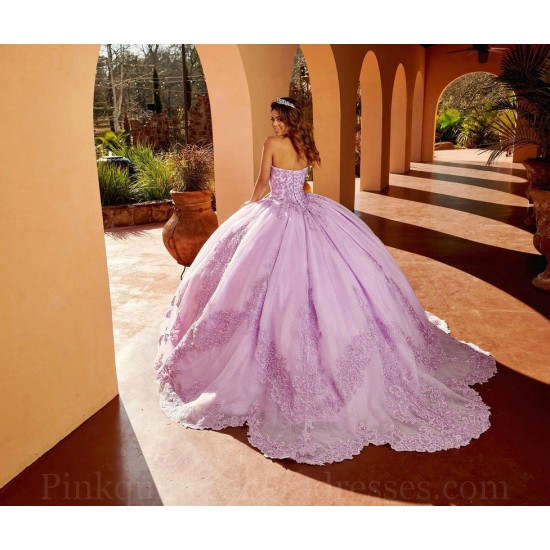 Lace Appliques Lilac Quince Dress Sweetheart Neck Vestidos De 15 Anos Instagram Gowns Detachable Birthday Party Gown