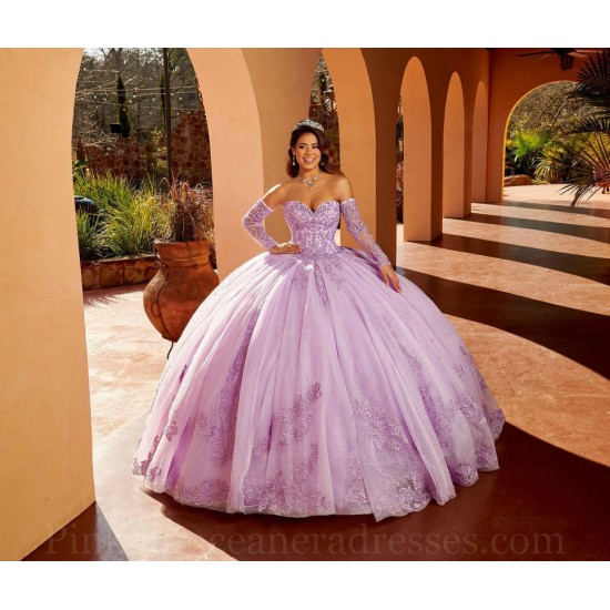 Lace Appliques Lilac Quince Dress Sweetheart Neck Vestidos De 15 Anos Instagram Gowns Detachable Birthday Party Gown