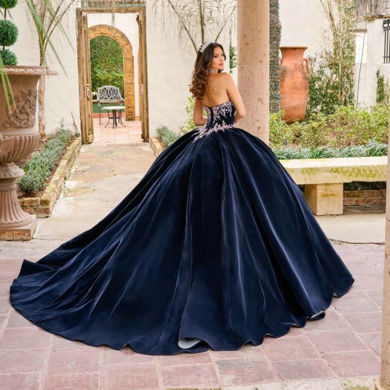 Navy Blue Quince Dress Sleeveless Instagram Gowns Crystal Wear Pageant Sweetheart Neck Vestidos De 15 Anos