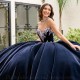 Navy Blue Quince Dress Sleeveless Instagram Gowns Crystal Wear Pageant Sweetheart Neck Vestidos De 15 Anos