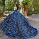 Sweetheart Neck Navy Blue Quinceanera Dress Off Shoulder Sweet 15 Gowns Lace Appliques Wear Pageant 2024 Ball Gown Princess Dresses