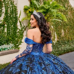 Sweetheart Neck Navy Blue Quinceanera Dress Off Shoulder Sweet 15 Gowns Lace Appliques Wear Pageant 2024 Ball Gown Princess Dresses