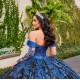 Sweetheart Neck Navy Blue Quinceanera Dress Off Shoulder Sweet 15 Gowns Lace Appliques Wear Pageant 2024 Ball Gown Princess Dresses