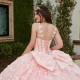 Pink Quince Dress Detachable Instagram Gowns Lace Appliques Wear Pageant V Neck Vestidos De 15 Anos With Bow