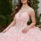 Pink Quince Dress Detachable Instagram Gowns Lace Appliques Wear Pageant V Neck Vestidos De 15 Anos With Bow