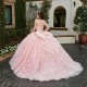 Pink Quince Dress Detachable Instagram Gowns Lace Appliques Wear Pageant V Neck Vestidos De 15 Anos With Bow