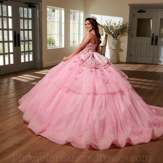 Pink Quince Dress Detachable Wear Pageant Sweetheart Neck Vestidos De 15 Anos Sleeveless Instagram Gowns With Bow