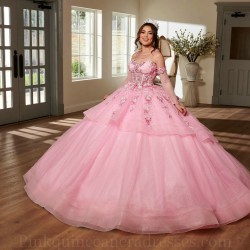 Pink Quince Dress Detachable Wear Pageant Sweetheart Neck Vestidos De 15 Anos Sleeveless Instagram Gowns With Bow