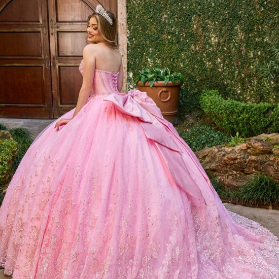 Pink Quince Dress Sleeveless Instagram Gowns Lace Appliques Wear Pageant Sweetheart Neck Vestidos De 15 Anos With Bow