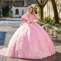 Pink Quince Dress Sleeveless Instagram Gowns Lace Appliques Wear Pageant Sweetheart Neck Vestidos De 15 Anos With Bow