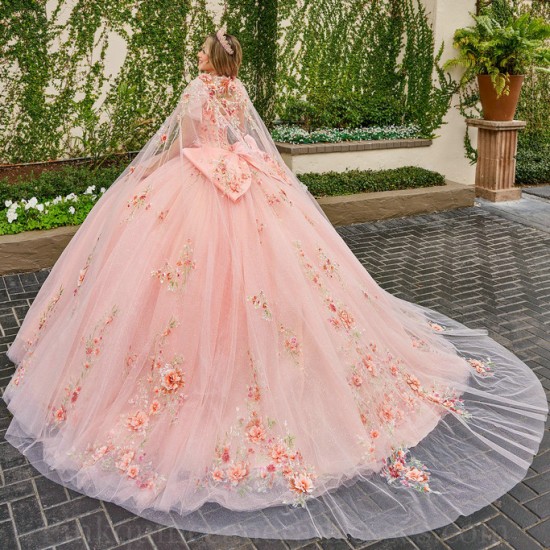 Off Shoulder Pink Quinceanera Dress Sweet 15 Gowns 3D Flowers Wear Pageant Sweetheart Neck 2024 Ball Gown Princess Dresses With Bow