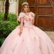 Off Shoulder Pink Quinceanera Dress Sweet 15 Gowns 3D Flowers Wear Pageant Sweetheart Neck 2024 Ball Gown Princess Dresses With Bow