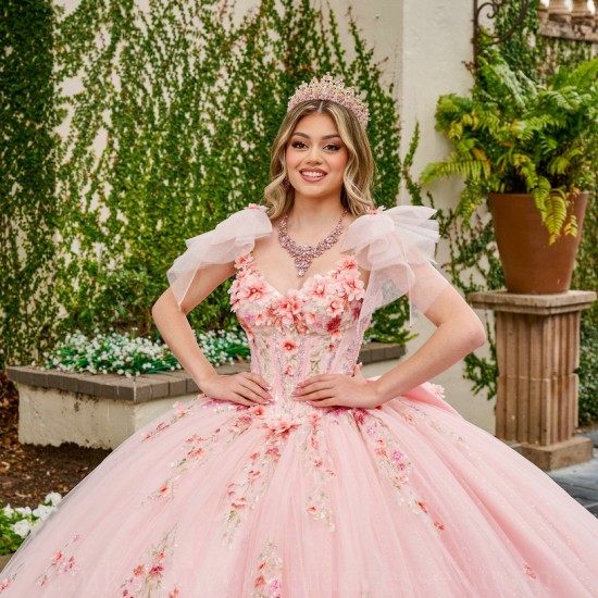 Off Shoulder Pink Quinceanera Dress Sweet 15 Gowns 3D Flowers Wear Pageant Sweetheart Neck 2024 Ball Gown Princess Dresses With Bow