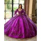 Long Sleeve Purple Quince Dress Instagram Gowns Lace Appliques Wear Pageant V Neck Vestidos De 15 Anos With Bow