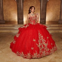 Square Collar Vestidos De 15 Anos Red Quince Dress Sequin Lace Appliques Instagram Gowns Sleeveless Birthday Party Gown