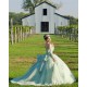 Sage Green Quince Dress Detachable Instagram Gowns Lace Appliques Wear Pageant Sweetheart Neck Vestidos De 15 Anos With Bow