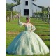 Sage Green Quince Dress Detachable Instagram Gowns Lace Appliques Wear Pageant Sweetheart Neck Vestidos De 15 Anos With Bow