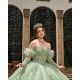 Detachable Sage Green Quince Dress Lace Appliques Wear Pageant Instagram Gowns Sweetheart Neck Vestidos De 15 Anos With Bow