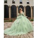 Detachable Sage Green Quince Dress Lace Appliques Wear Pageant Instagram Gowns Sweetheart Neck Vestidos De 15 Anos With Bow