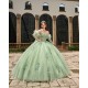 Detachable Sage Green Quince Dress Lace Appliques Wear Pageant Instagram Gowns Sweetheart Neck Vestidos De 15 Anos With Bow