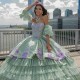 Detachable Sage Green Quinceanera Dress Sweet 15 Gowns Ruffled Wear Pageant Sweetheart Neck 2024 Ball Gown Princess Dresses