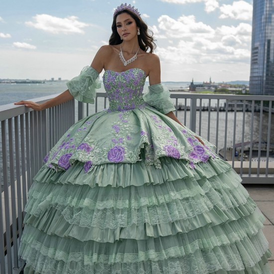 Detachable Sage Green Quinceanera Dress Sweet 15 Gowns Ruffled Wear Pageant Sweetheart Neck 2024 Ball Gown Princess Dresses