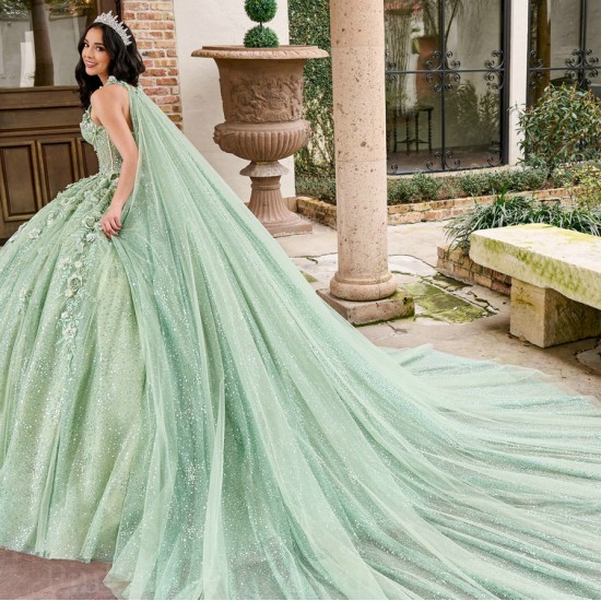 Sleeveless Sage Green Quinceanera Dress Sweet 15 Gowns Lace Appliques Wear Pageant V Neck 2024 Ball Gown Princess Dresses With 3D Flowers