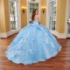 Sky Blue Quince Dress Detachable Wear Pageant Sweetheart Neck Vestidos De 15 Anos Lace Appliques Instagram Gowns With 3D Flowers