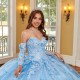 Sky Blue Quince Dress Detachable Wear Pageant Sweetheart Neck Vestidos De 15 Anos Lace Appliques Instagram Gowns With 3D Flowers