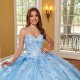 Sky Blue Quince Dress Detachable Wear Pageant Sweetheart Neck Vestidos De 15 Anos Lace Appliques Instagram Gowns With 3D Flowers