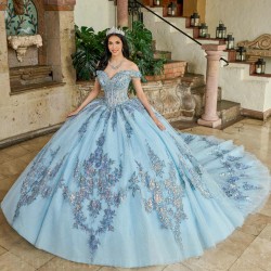 Sky Blue Quince Dress Off Shoulder Instagram Gowns Lace Appliques Wear Pageant Sweetheart Neck Vestidos De 15 Anos