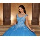 Instagram Gowns Sky Blue Quince Dress Off Shoulder Vestidos De 15 Anos Lace Appliques Sweetheart Neck Birthday Party Gown