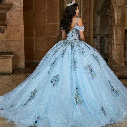 Sleeveless Sky Blue Quince Dress Instagram Gowns Lace Appliques Wear Pageant Sweetheart Neck Vestidos De 15 Anos