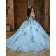 Sleeveless Sky Blue Quince Dress Instagram Gowns Lace Appliques Wear Pageant Sweetheart Neck Vestidos De 15 Anos