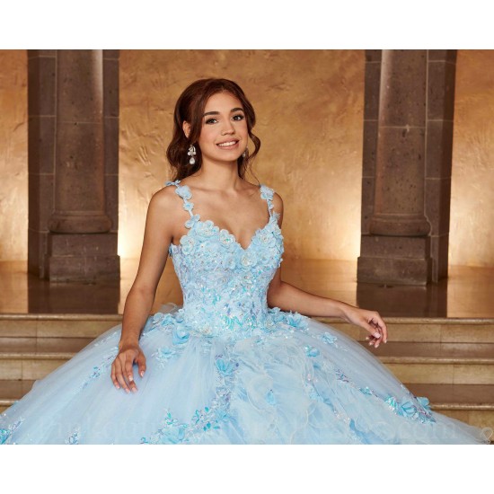 Instagram Gowns Sky Blue Quince Dress Sweetheart Neck Vestidos De 15 Anos Lace Appliques 3D Flowers Birthday Party Gown