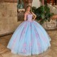 Lace Appliques Sky Blue Quinceanera Dress Detachable Sweet 15 Gowns Wear Pageant Sweetheart Neck 2024 Ball Gown Princess Dresses With Bow