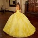 Lace Appliques Yellow Quince Dress Sweetheart Neck Vestidos De 15 Anos Instagram Gowns Detachable Birthday Party Gown