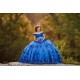 Sweetheart Neck Blue Quince Dress Girls Sweet 16 Dresses Lace Appliques 2024 Wear Pageant Off Shoulder Vestidos De 15 Anos