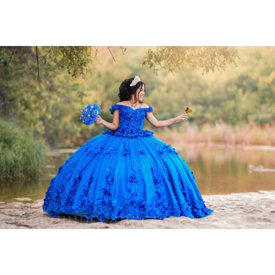 Sweetheart Neck Blue Quince Dress Girls Sweet 16 Dresses Lace Appliques 2024 Wear Pageant Off Shoulder Vestidos De 15 Anos